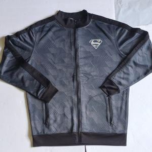 Superman light casual zip up jacket. Light blue.